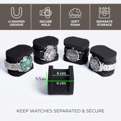 5 slots Watch Travel Case, Watch Case Storage box Organizer for Men and Women, with anti-move soft watch pillow - Image 3