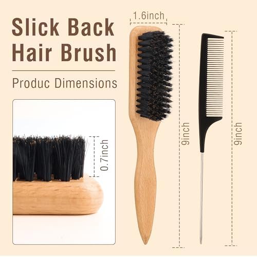 Slick Back Hair Brush, Boar Bristles Smoothing Hair Brushes - Image 2
