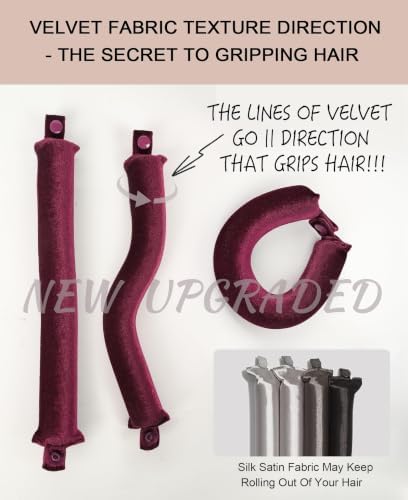 Classic Heatless Curls Overnight Rods - Upgraded Directional Grip Velvet Heatless Hair Curler to Sleep in No Heat Heatless Curling Flexi Rods Foam Hair Rollers for Blowout Look Long & Medium Hair - Image 5