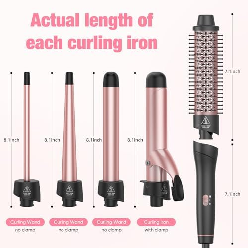 ANIEKIN 5 in 1 Curling Iron Set, Fast Heat Up Curling Wand from 3/8 to 1 1/4 Inch and a Thermal Brush Come with, Dual Voltage Hair Curler for Women All Hair Types and Travel Use, Gifts for Women - Image 3