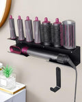 Hair Dryer Holder for Airwrap, Aluminum Hair Tool Holder Wall Mount Black with 7 Custom Slots & Cable Hook, Hair Tool Organizer Wall Mounted for Bathroom BANJEKT by BANJEKT