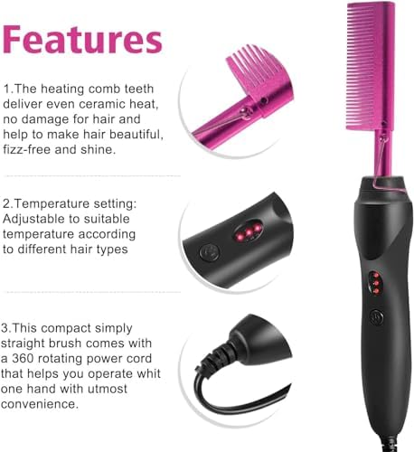 Hot Comb Hair Straightener for Natural Black Hair and Lace Front Wigs - Electric Heat Pressing Comb Set With Lace Melting Spray and Wig Glue Kit - Image 4