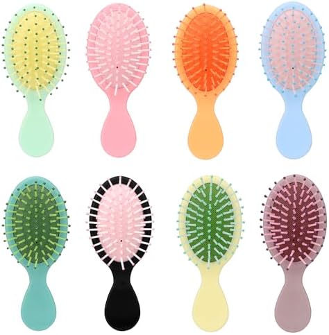 8 Pack Mini Soft Bristle Detangler Pocket Paddle Hair Brushes in 8 Colors for Men and Women - Travel-Friendly by LVYOUIF