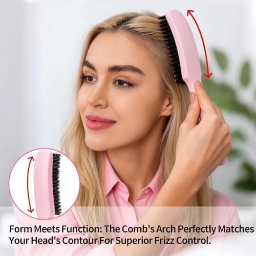 Slick Back Hair Brush for Smooth Flyaways, Frizz, Sleek Ponytail, Buns and Edge Baby Hair | Slickback Brushes Hair Comb, Edge Brush, Teasing Brush Styling Accessories for Girls, Kids, Women & Men - Image 2