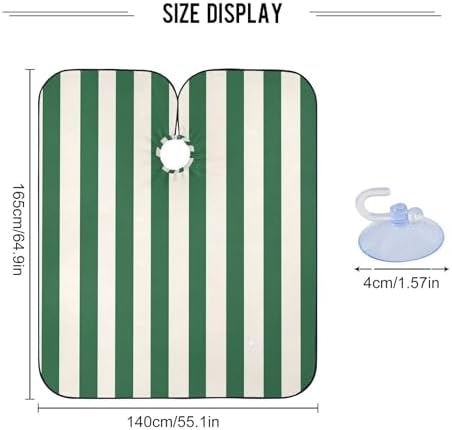ALAZA White Green Stripes Barber Cape for Men Women, Waterproof Haircut Apron Beard Shaving Bib Hair Cutting Cloth 55 x 65 Inch - Image 3