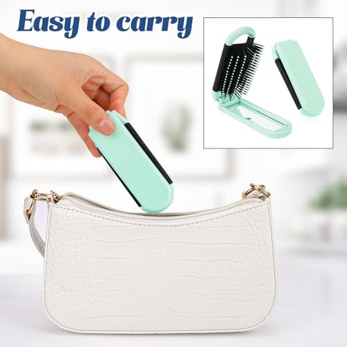 Travel Folding Hair Brush with Mirror, Small Portable Hair Comb for Women - Image 5