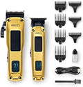 Red by Kiss Cordless Clipper & Trimmer Combo Set for Hair & Beard Grooming, Professional Fade Clipper with Precision T-Blade Trimmer, Rechargeable Haircut Kit for Home & Barber Use (Gold) by REDbyKISS