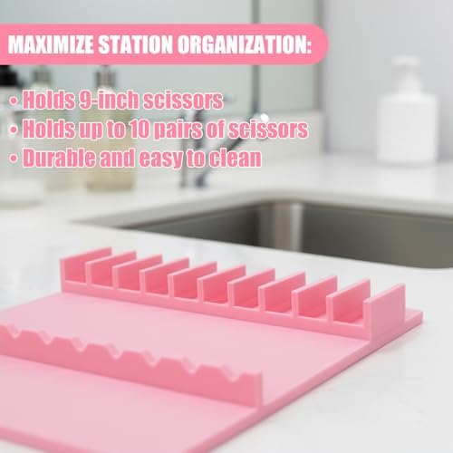 10-Slot Scissor Holder, Professional Salon Shear Holder Organizer for Barbers and Stylists, Space-Saving Desktop or Drawer Storage Rack for Hair Shears up to 9 Inches - Image 2