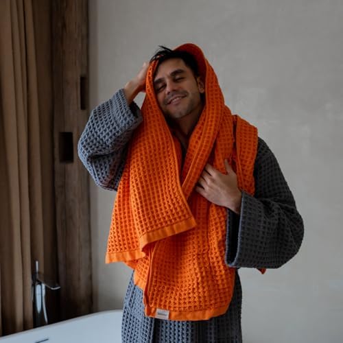 Luxury Japanese Cotton Silk Bath Towel, Plush, Absorbent & Quick Dry, Storage Bag Included (Hand Towel, Coral Orange) - Image 4