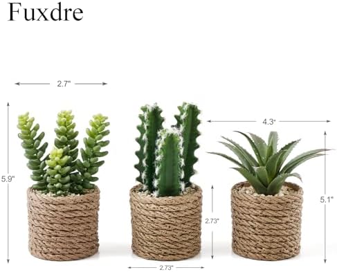 3-Pack Artificial Succulent Plants in Vintage Plastic Pots - Fake Waterproof Succulents Decor for Home, Office, Desk, Shelf - Low Maintenance Indoor Greenery for Bathroom, Living Room, Table Decor - Image 2