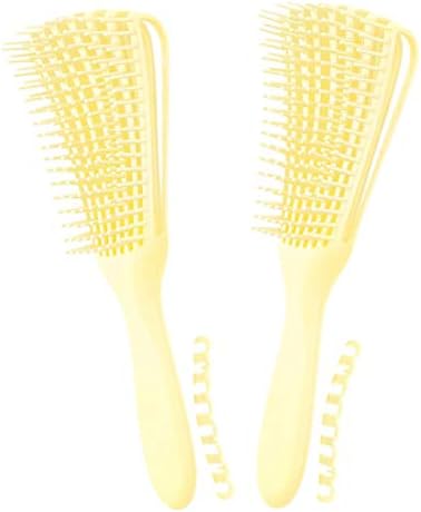 Detangling Brush for Afro America/African Hair Textured 3a to 4c Kinky Wavy/Curly/Coily/Wet/Dry/Oil/Thick/Long, Knots Detangler Scalp Massage Comb Hair Detangler for Women (2 pcs, Beige-Beige) by Unknown