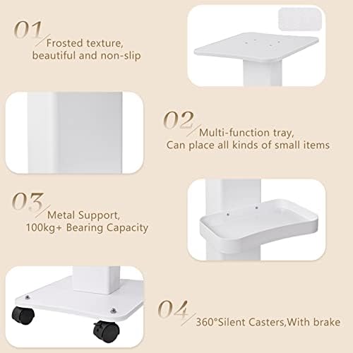 Beauty Trolley Cart with Wheels, 3 Tier Aluminum Beauty Rolling Cart, Hair Salon, Spa Salon, Vacuum Therapy Machine Trolley, Load 135lbs, 26.7 x 13.8 x 15 inch - Image 6