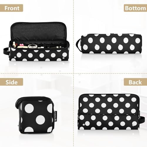 Black White Polka Dots Hair Tools Travel Bag Travel Organizer Pouch with Heat Resistant Mat Portable Carrying Case for Curling Iron Hair Dryer Flat Irons - Image 5