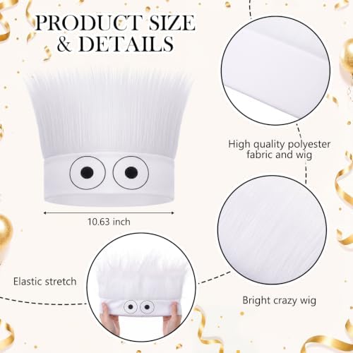 Crazy Wig Hairy Headband Hat, Eyes, White B - Image 2