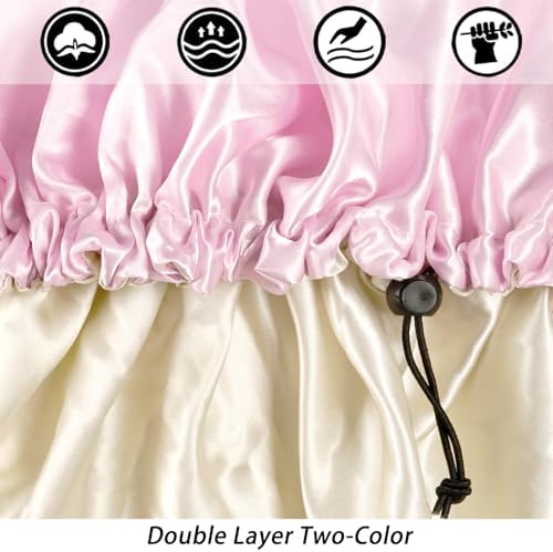 Edoneery Satin Bonnet for Sleeping Women, Double Layer Adjustable Sleep Cap - Image 2