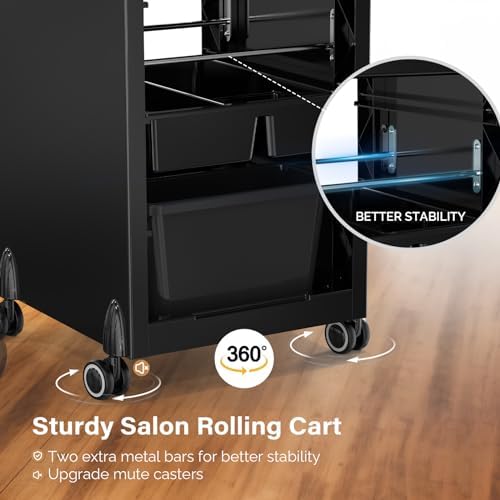 OmySalon Salon Trolley Cart with Wheels & 6 Drawers, Hair Cart Organizer for Stylist Hairdresser, Salon Cabinet Station for Barbershop Beauty Spa - Image 6