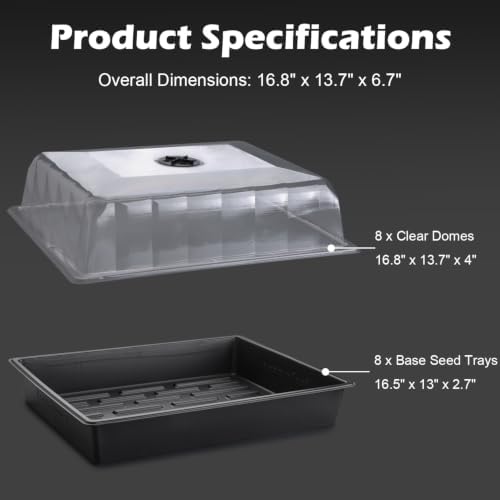 RooTrimmer 8-Pack Seed Trays with 4" Humidity Dome, Water-Return Design - Image 6