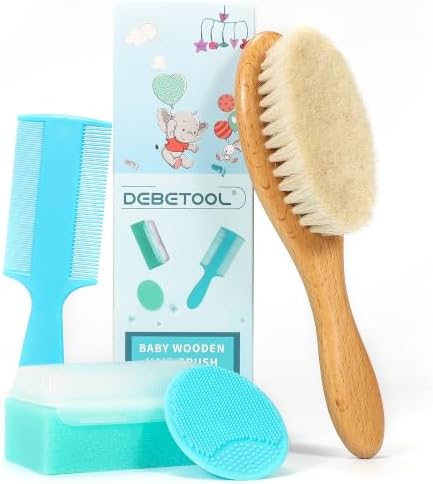 DEBETOOL 4-Piece Baby Hair Brush & Cradle Cap Brush and Comb Set by DEBETOOL