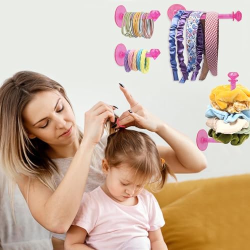 4Pcs Headband Holder Stand Scrunchie Organizer, Girls Hair Accessories Organizer Storage for Headband Hairband Hair Ties, Clear Glitter Adhesive Scrunchy Holder Scrunchie Storage… - Image 3