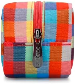 E-Tree Cute Makeup Bag,Travel Make up Pouch for Purse,Zipper Toiletry Cosmetic Brush Skin Care Case for Women Man,Tech Electronic Organizer,Small Canvas Storage for Personal Items,Colorful Checkered - Image 4