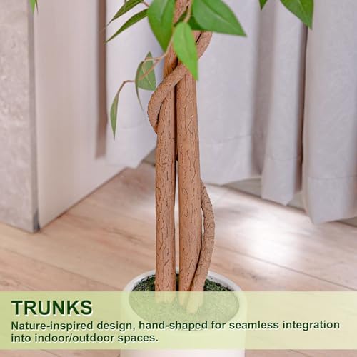 Artificial Ficus Tree 6FT Tall, Faux Ficus Tree Indoor Outdoor, Fake Silk Ficus Plant with Planter, Lifelike Leaves Large Potted Floor Tree for Home Office Living Room Porch Decor - Image 6
