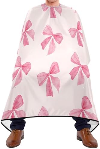 Burbuja Pink Bow Barber Cape, Hair Cutting Cape with Adjustable Neckline Waterproof Polyester Salon Barber Cape for Unisex Adult - Image 2