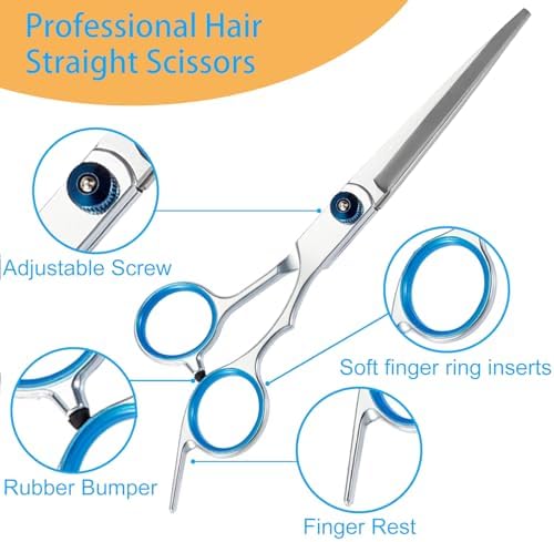 15 pcs Hair Cutting Scissors Professional, Thinning Shears for Hair Cutting, Stainless Steel Barber Scissors, Lengnoyp Haircut Scissors Hair Cutting Kit for Women, Men - Image 3
