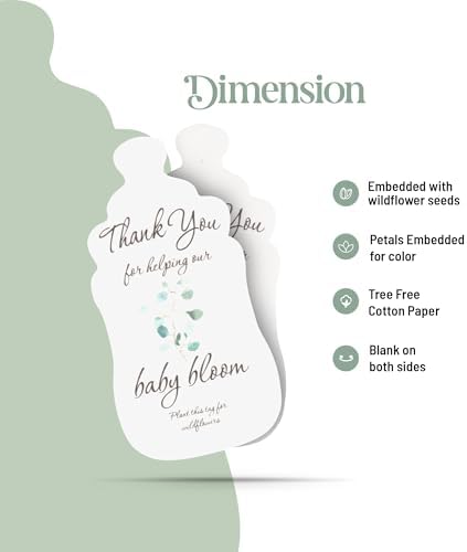 15 Green Baby Bottle-Shaped Gift Wrap Tags with Wildflower Seeds - Image 4