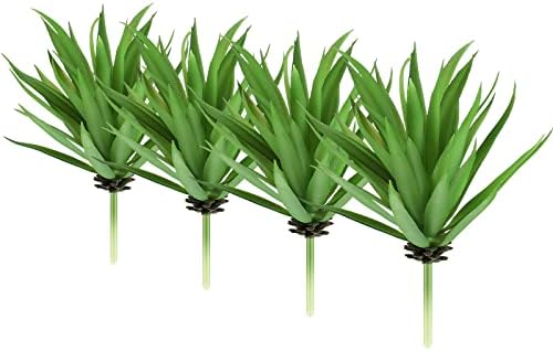 4 Pcs Artificial Succulents Unpotted Outdoor Agave Plants, Green by Jutom
