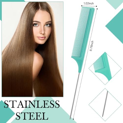 Geiserailie 3 Pcs Slick Back Hair Brush Set Bristle Brush, Cyan - Image 4
