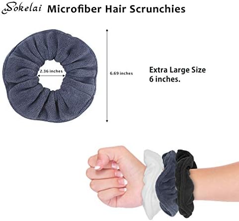 Hair Drying Towel Scrunchies - Terry Cloth Scrunchie Large Microfiber Hair Ties for Frizz Free Women Girls Thick Fuzzy Scrunchy Bobbles Hair Bands Ropes Ponytail Holder Wet Hair Accessories - Image 2
