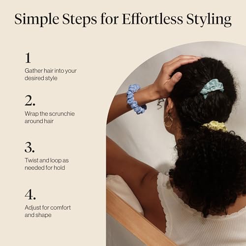 Kitsch Rosette Ruched Satin Scrunchies for Women - Multi-color, 5pcs - Image 6