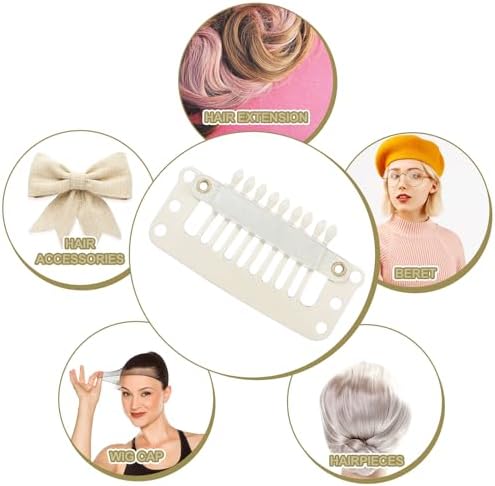 WILLBOND 30 Pcs Wig Clips Hair Extensions, 9-Teeth 32 Mm, Beige White - Image 5