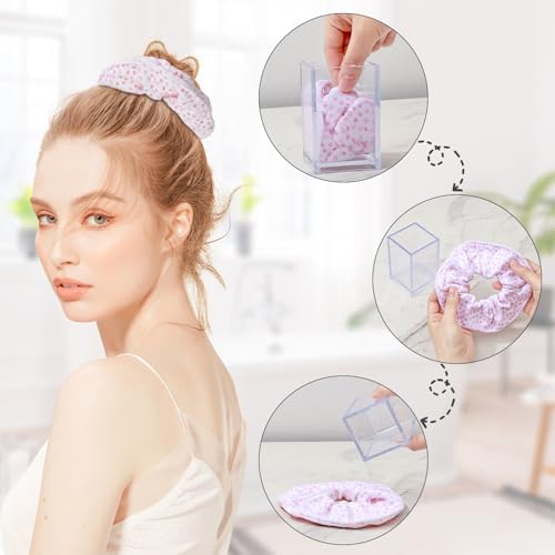 Hair Towel Scrunchies 4-Piece Microfiber Oversized Dry Polka Dots - Image 6