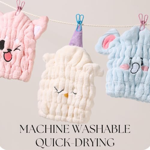 Microfiber Hair Towel Wrap for Kids, Elephant Toddler Quick Drying Cap - Image 6