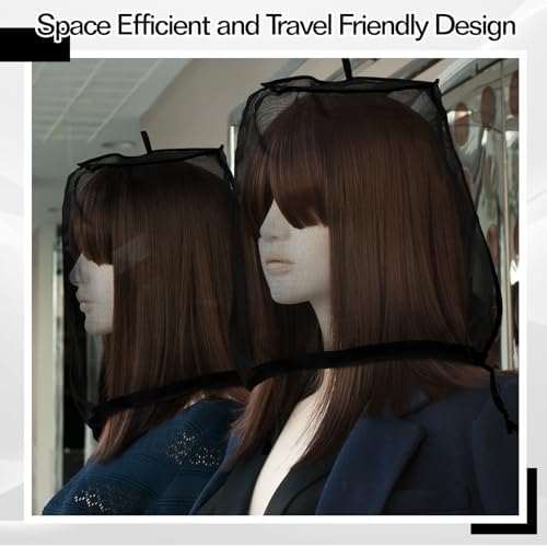 Loopeer 6 Pcs Wig Storage Bag Adjustable Wig Cover with Drawstring,Black - Image 6