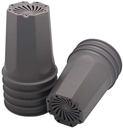 8 Pack 6.10 Inch Plastic Deep Nursery and Seedling Pots, Round Transplant Seed Starter Planter, Gray Color by BangQiao