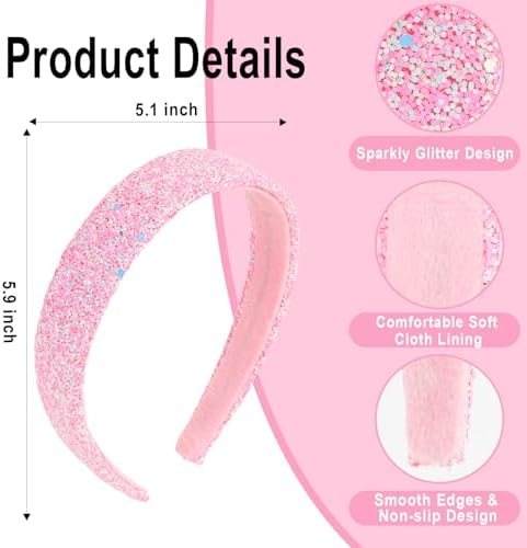 Headbands for Girls, 3 Pack Sparkly Glitter Toddler Girls Headbands - Image 2