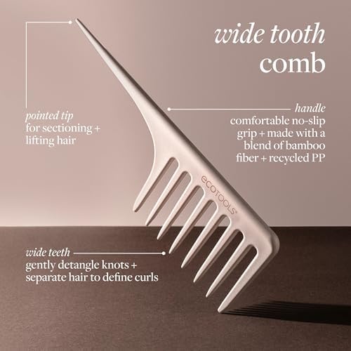 EcoTools Wide Tooth Comb for Curly Hair, Bamboo Hair Comb, 1 Count - Image 2