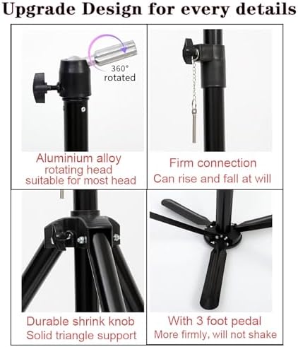 Heavy Duty Wig Stand Tripod, 55" Mannequin Head Stand Tripod for Styling - Image 4