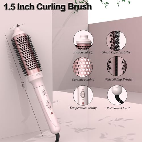 Thermal Brush,1.5 inch Heated Round Brushes,Non-Blowing Curling Brush,Pink - Image 5