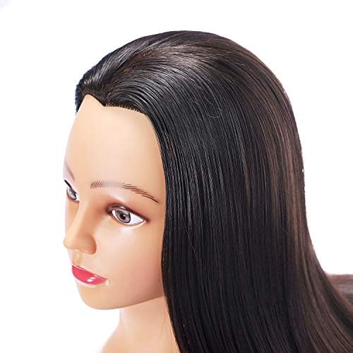 Hairingrid 26"-28" Mannequin Head Hair Styling Training Head Manikin Cosmetology Doll Head Synthetic Fiber Hair and Free Clamp Holder (Black) - Image 4