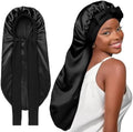 YANIBEST Silk Feeling Bonnet for Sleeping Braid Bonnet for Long Hair Black by yanibest