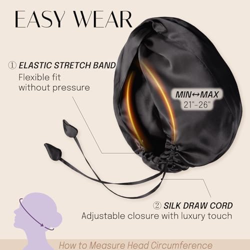 OLESILK Silk Hair Bonnet for Sleeping Women, 100% Mulberry Silk, Anti-Frizz - Image 6