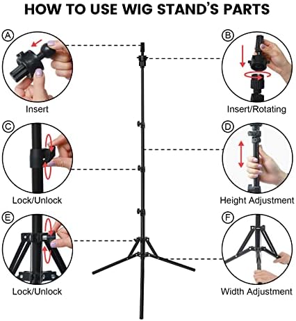 Foldable Mannequin Head Stand, Upgrade Adjustable Wig Stand Tripod, Metal Mannequin Stand for Cosmetology Hairdressing Training - Image 2