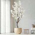 Faux White Cherry Blossom Tree 7ft(84in) Fake Cherry Sakura Plant by DecorArt