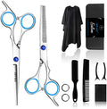 Sirabe 11 PCS Hair Cutting Thinning Scissors Set, Sapphire Professional Haircut Scissors Kit Stainless Steel Barber Texturizing Shears Tools for Salon Hairdressing Home by Sirabe