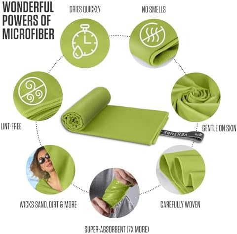 VENTURE 4TH Quick Dry Microfiber Towel for Camping & Gym - Lime Large - Image 3
