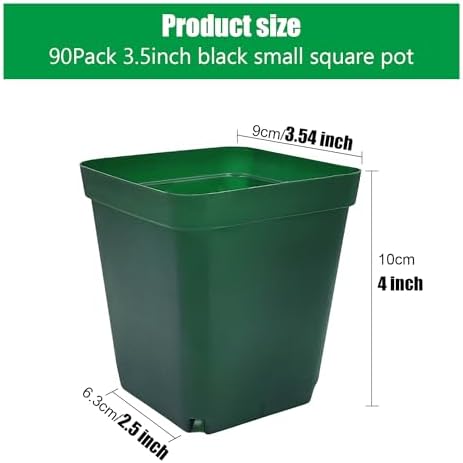 RooTrimmer Square Nursery Seedling Pot 3.5 Inches 90 Pcs, Small Nursery Pot Plastic Thick and Sturdy Seed Start Germination Pot for Plant Propagation and Seeding(Green,3.54 Inches, 90Pcs) - Image 2