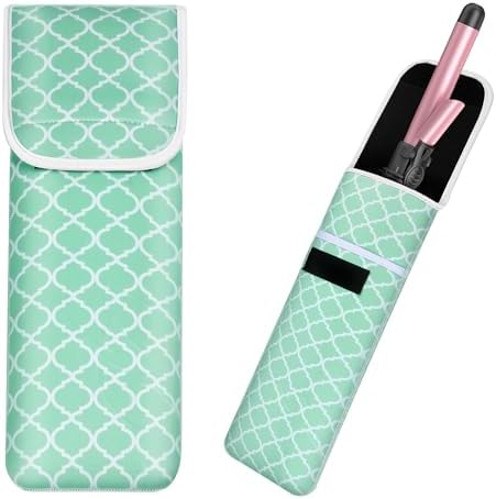 Women's Heat Resistant Neoprene Curling Iron Holder Flat Iron Curling Wand Travel Storage Cover Case Bag Pouch -Water-Resistant (Green-1) by ALEIFLEforKidsAdultsCosplayGift
